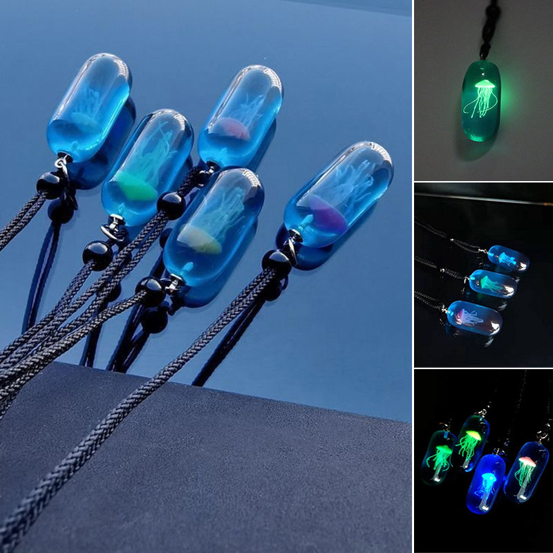 Harz Quallen Glow Anhänger Halskette