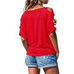 Einfarbiges schulterfreies T-Shirt mit kurzen Ärmeln