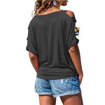 Einfarbiges schulterfreies T-Shirt mit kurzen Ärmeln