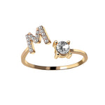 A-Z Buchstabe Gold Metall Einstellbarer Ring