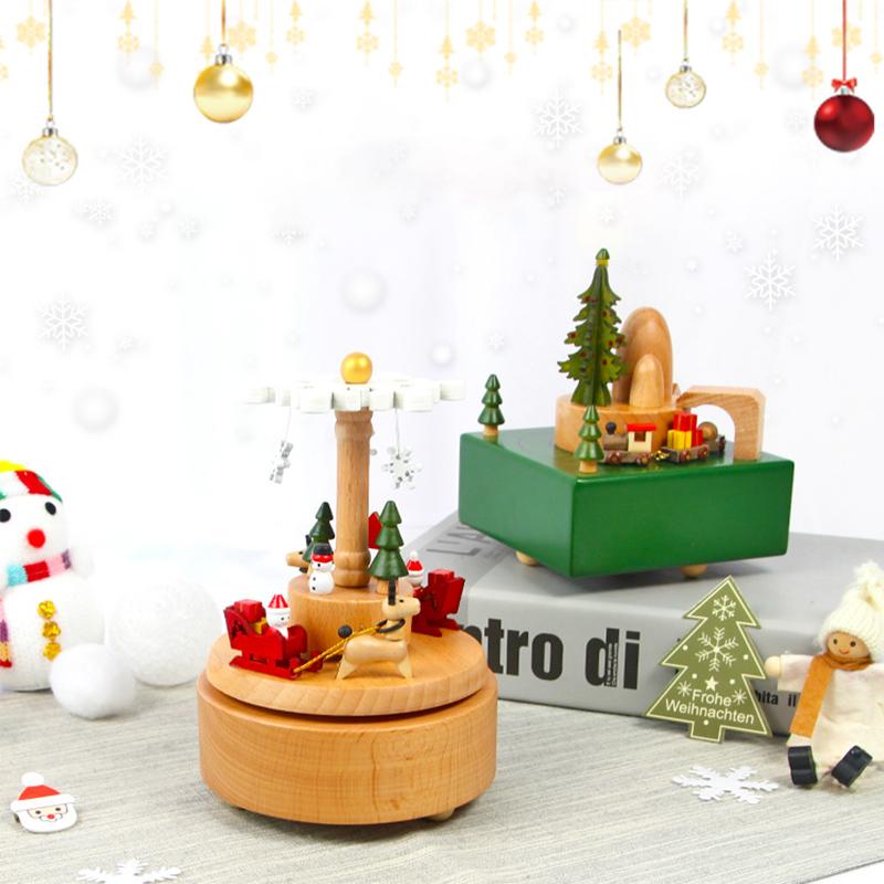 Handgefertigte Weihnachtsornamente, hochwertige Spieluhr aus Holz