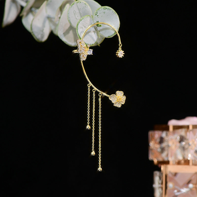 Elegante Schmetterlings-Blumenohrringe mit Quasten