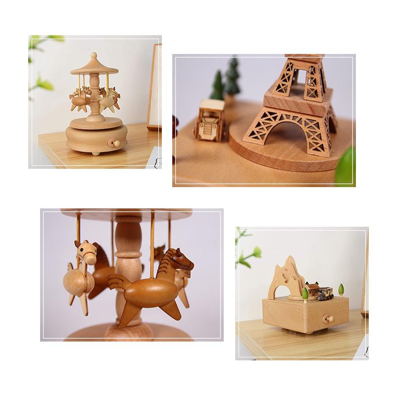 Handgefertigte Weihnachtsornamente, hochwertige Spieluhr aus Holz
