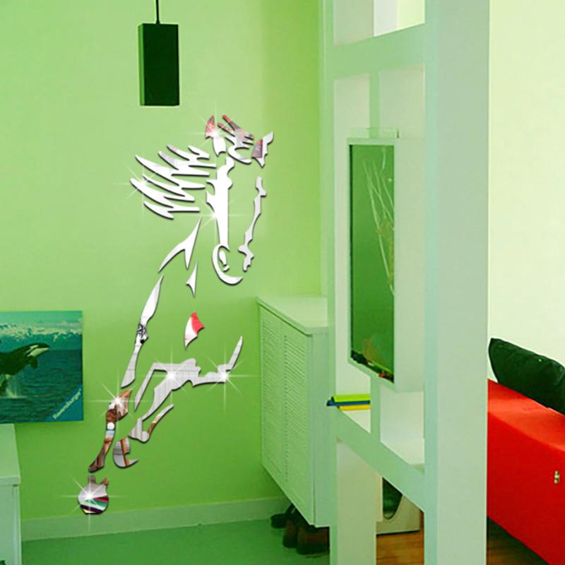 3D Acryl Moderner Spiegel-Pferd  Wandaufkleber