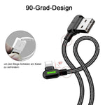 Bequee Lightning-USB Aufladung Kabel mit 90-Grad-Design für iOS und Android