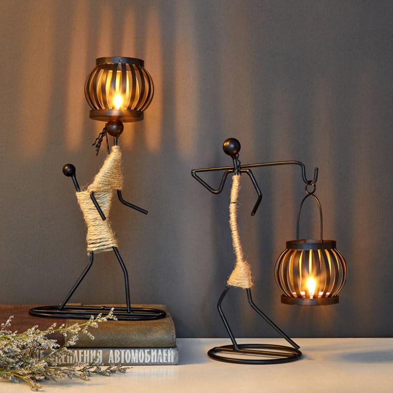 Nordic Candle Holder Abstract Metallic Sculptures Candlestick Art Crafts