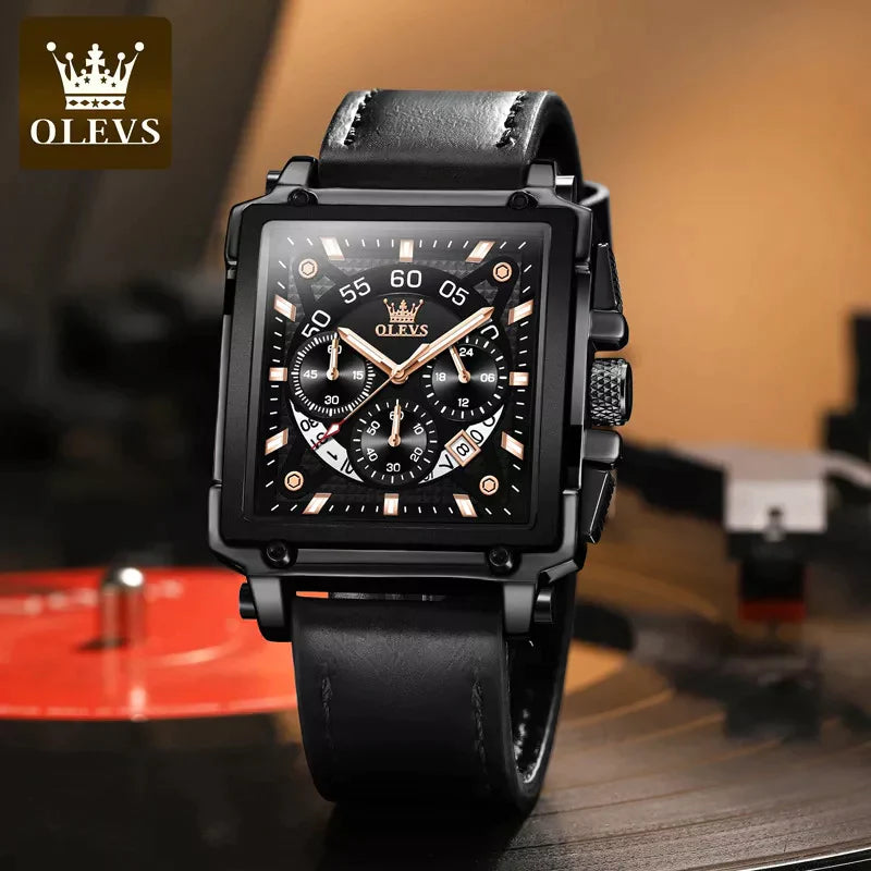 OLEVS Luminous Luxury Square Business Automatic Mechanical Watch