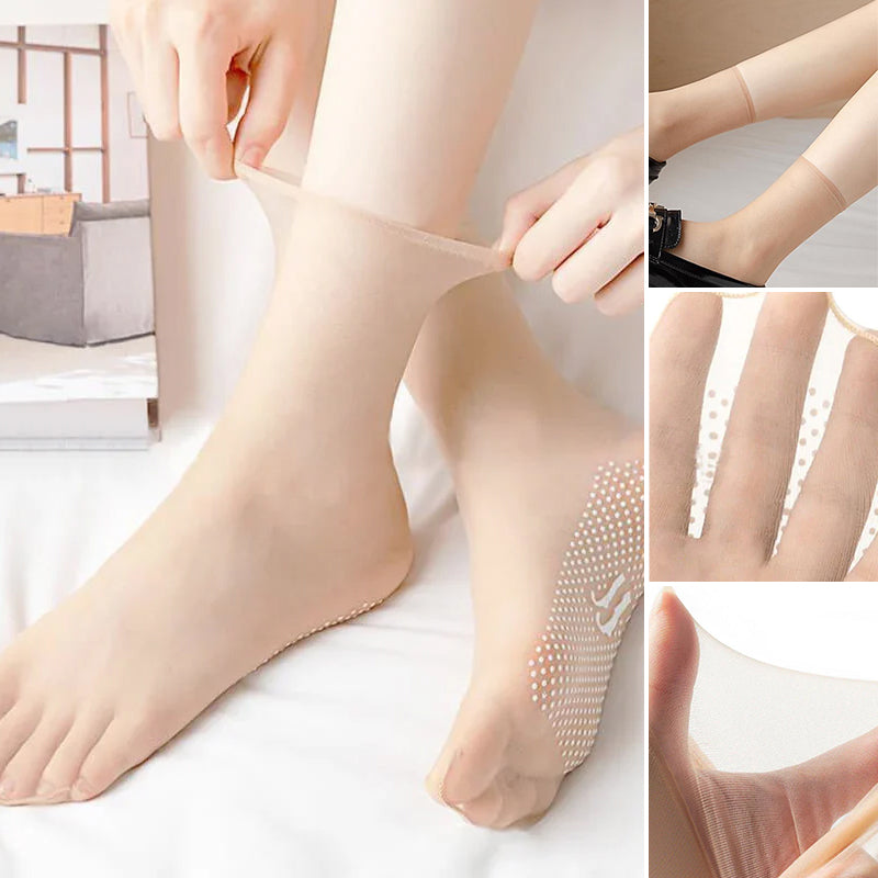 Unsichtbare und rutschfeste Crystal Silk Socken